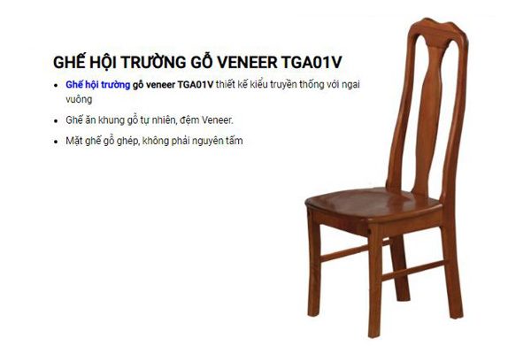 Ghế hội trường khung gỗ mặt đệm Veneer TGA01V